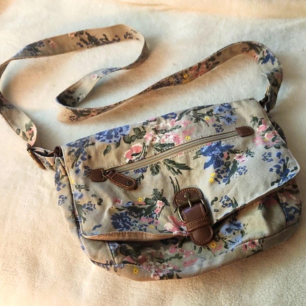 Denim Floral Crossbody Bag